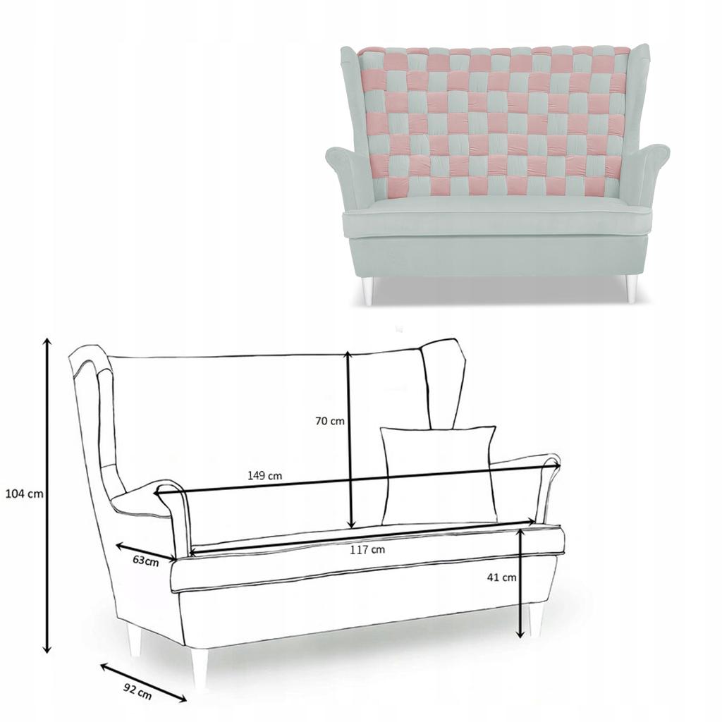 Set Uszak CAROL DUO Sofa Armchairs Poufs Family Furniture Grey - Pink