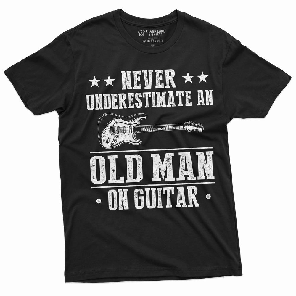 Men s Guitar Player Funny Grandpa Papa Dad T-shirt an old man on guitar tee Unisex T-Shirt S