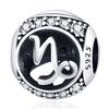 Copper Plate 12 Constellation Round Zircon Charms Beads Fit Panoriginal Bracelets Fine Diy Birthday Jewelry Gifts