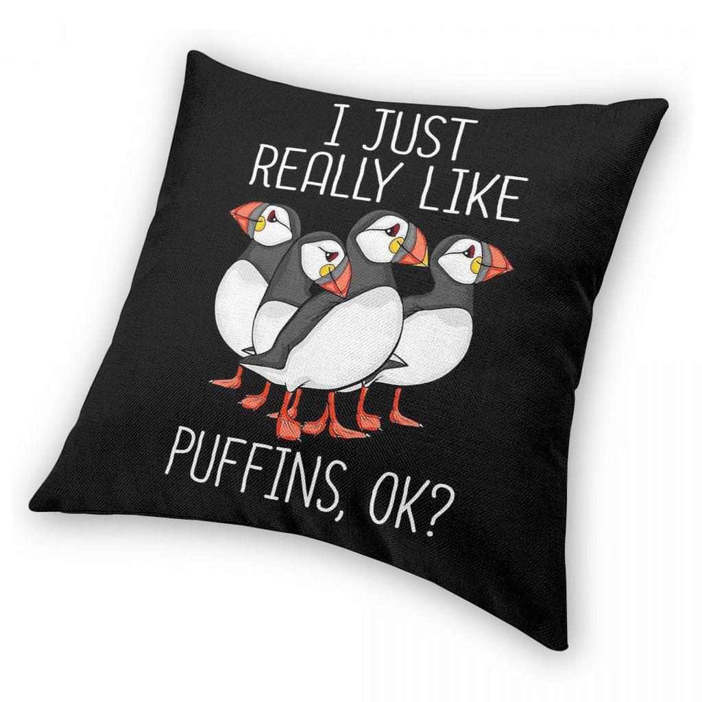 Atlantic Puffin Bird Square Pillowcase Polyester Linen Velvet Pattern Zip Decor Throw Pillow Case Bed Cushion Cover