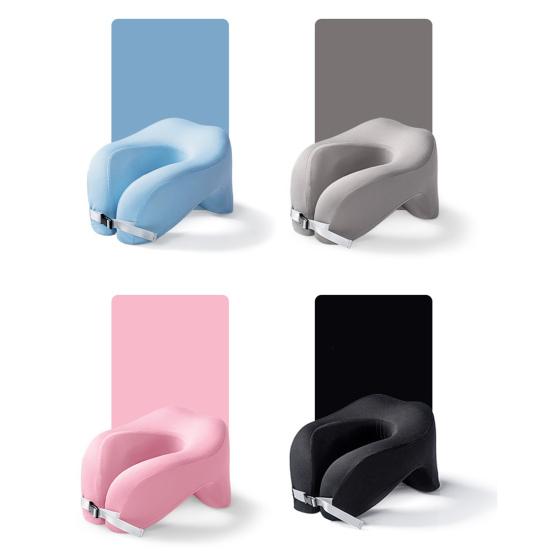 U-shaped Pillow Memory Foam Thick Elastic Slow Bounce Travel Neck Pillow Adjustable Band Pain Relief Long Flight Neck Support Office Nap Pillow
