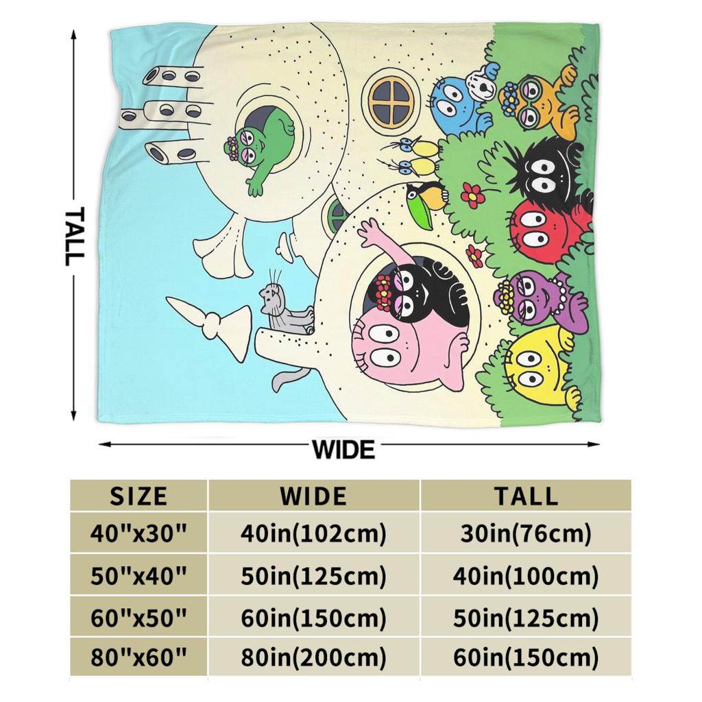 Cute Les Barbapapa Cartoon Flannel Blanket Warm Throw Blanket for Outdoor Travel Novelty Bedspread Sofa Bed Cover