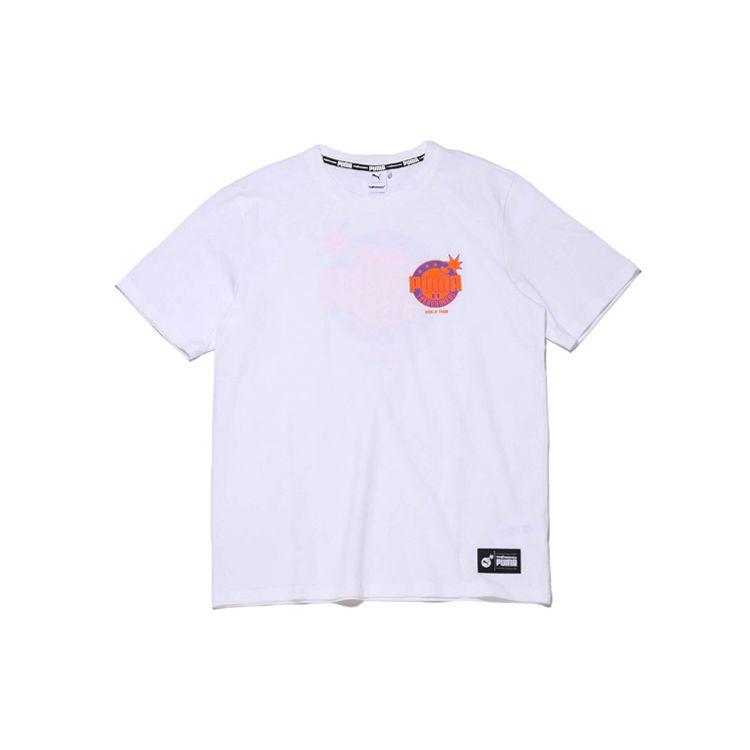 Puma X The Hundreds Logo Print Crew Neck T-Shirt Men Tops White 596750-02