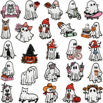 Halloween Ghost Basketball Embroidery Cloth Sticker Holiday Decoration Piao Piao Bicycle Patch Sticker Flower Witch Embroidery Chapter
