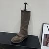 Khaki Pants Tube Boots Knight Boots Women's Boots 2025 Autumn and Winter Vintage Suede Skinny Boots Medium Boots