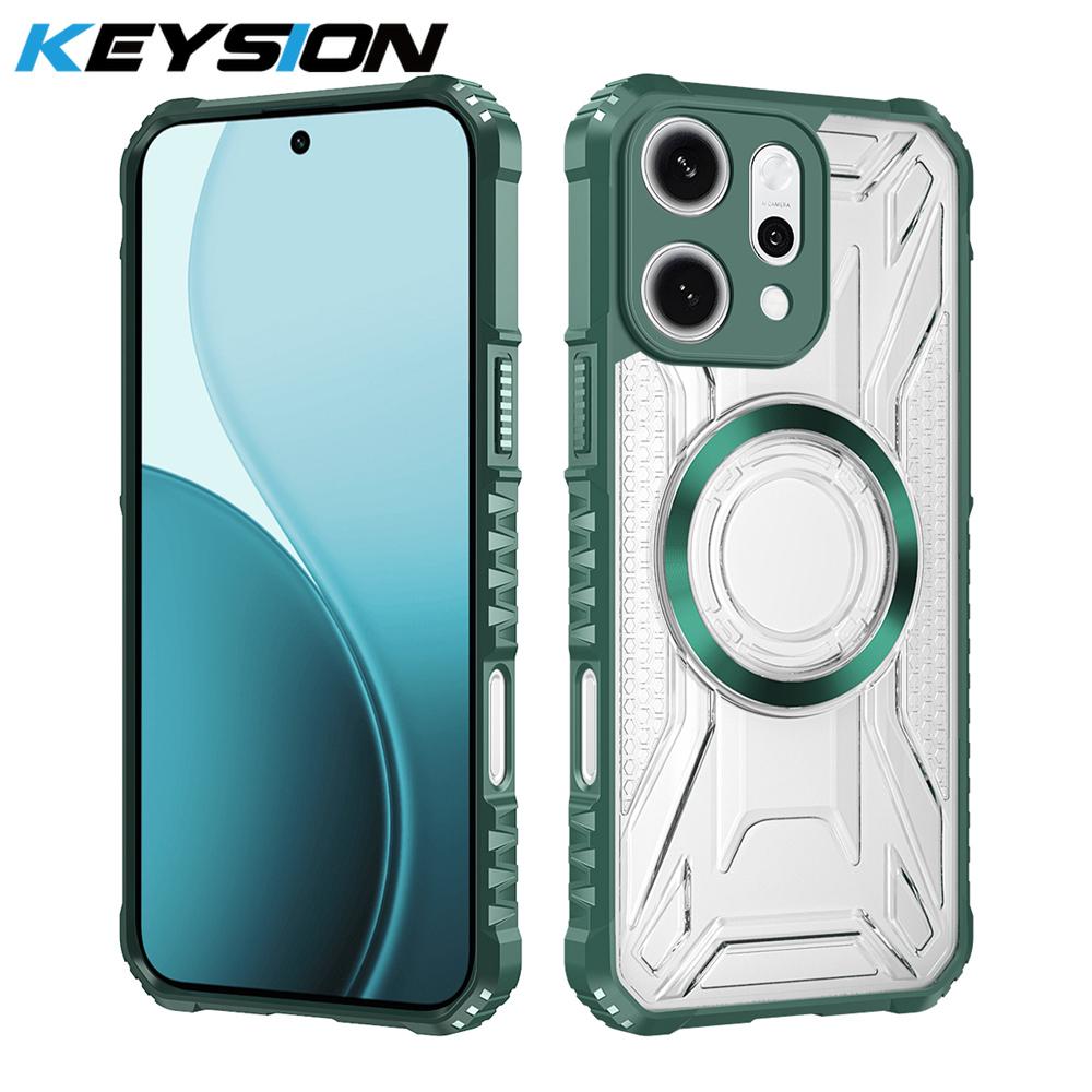 KEYSION Transparent Magnetic Case for OPPO Reno14 Pro 5G Soft Silicone+PC Heavy Duty Shockproof Phone Cover for OPPO Reno 14 Pro
