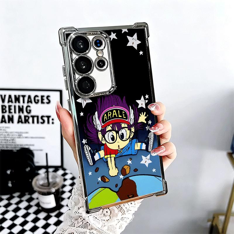 

Arale S-Slump Anime Plating Phone Case For Samsung Galaxy S24 S25 FE S26 Edge S23 Ultra S22 S21 Plus S20 Anti-Fall Airabag Cover Samsung S25 Edge