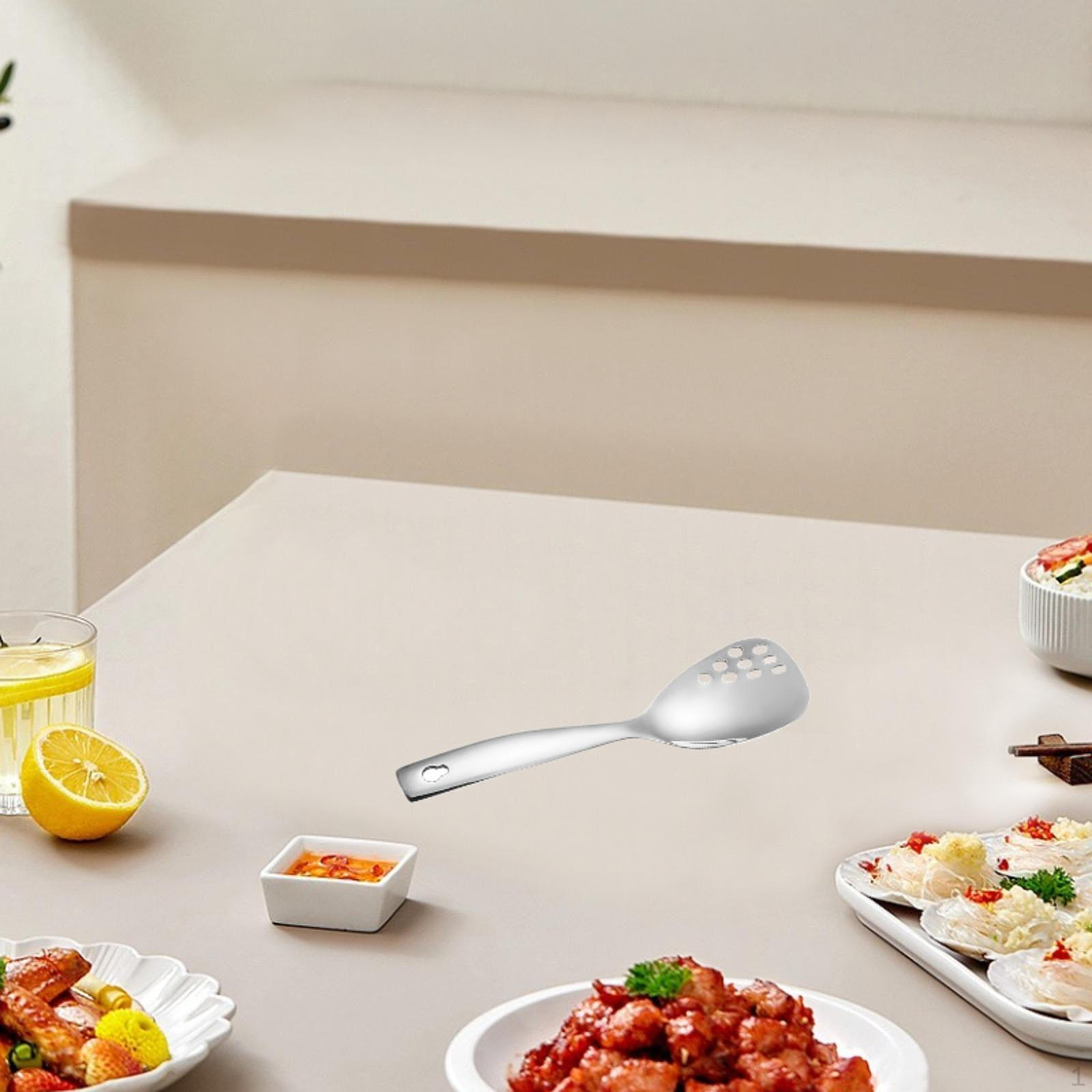 

Ложка для сервировки с плоским дном, кухонные гаджеты, легкая очистка, с прорезями для