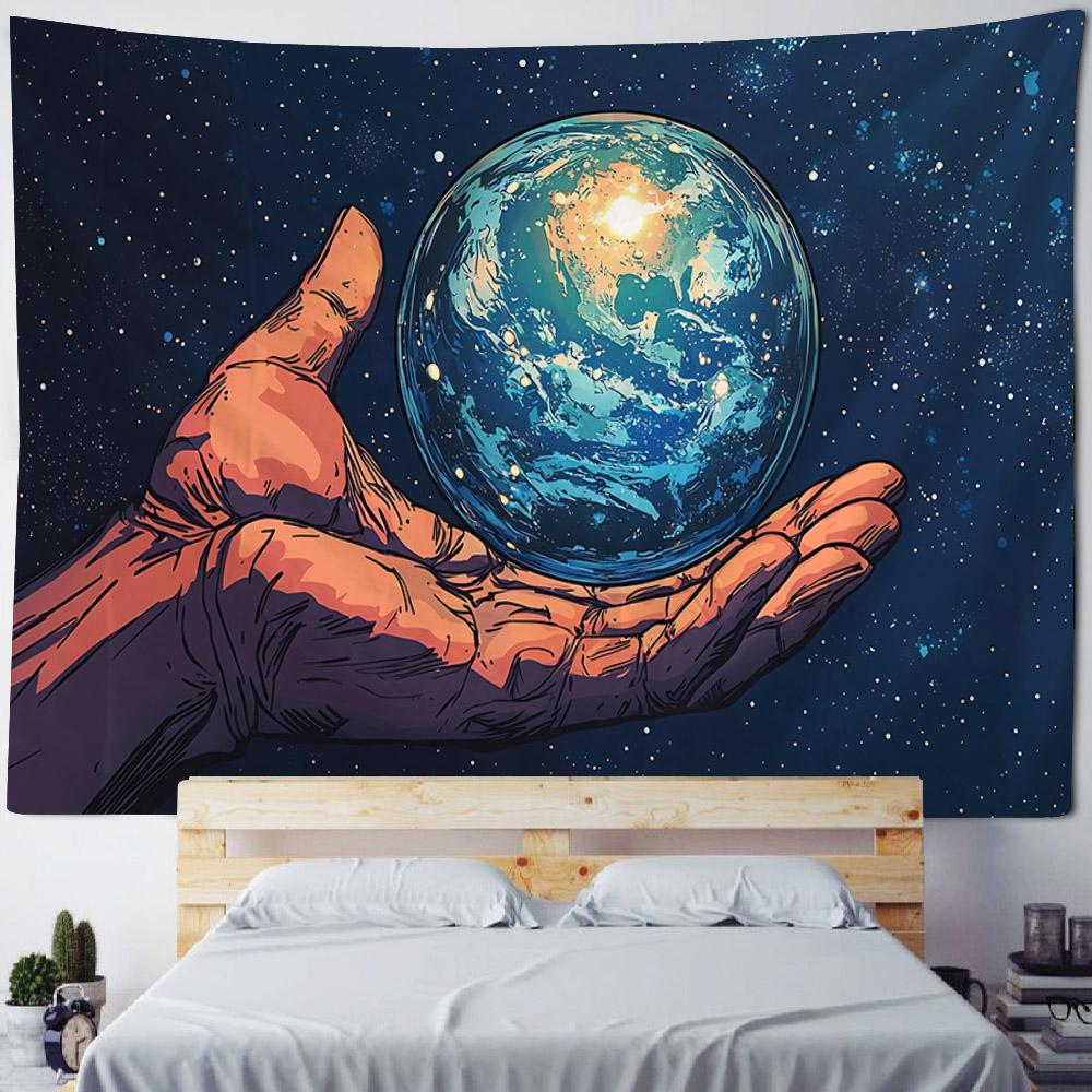 Astronaut Star Planet Tapestries - Meditation Starry Sky Living Room Decor Therapy Energy Field Art Background Design
