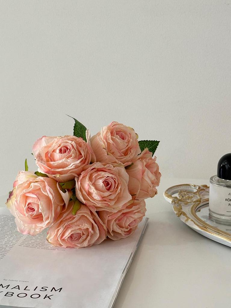 Rose Artificial Flower Arrangement for Living Room Dining Table - Preserved Dried Bouquet Vase Decoration
