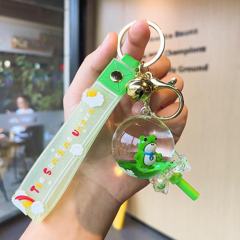 Adorable Floating Sand Bottle Frog Lollipop Keychains Perfect For Gifts And Decorations