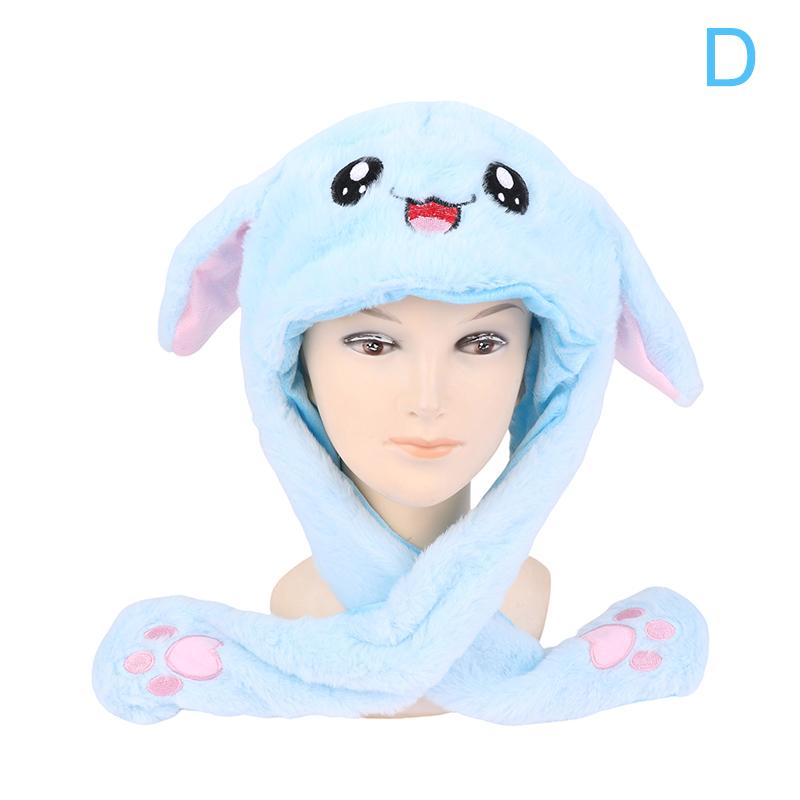Women'S Movable Bunny Ears Hats With Lights Girls Winter Plush Warm Rabbit Hat