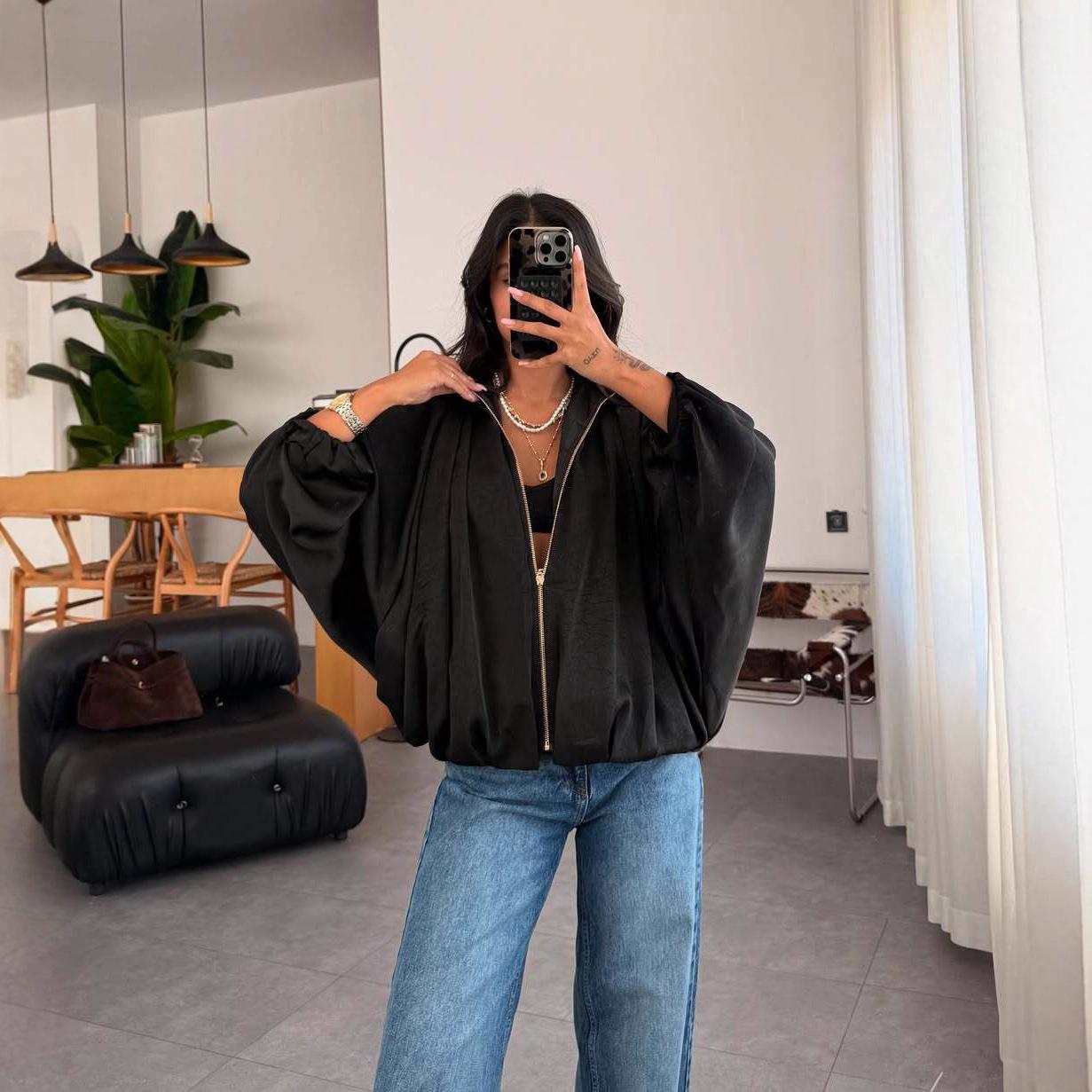2025 Cross-border European and American women s clothing Amazon Korean versatile high-waisted and thin wide-leg jeans temperament set XS