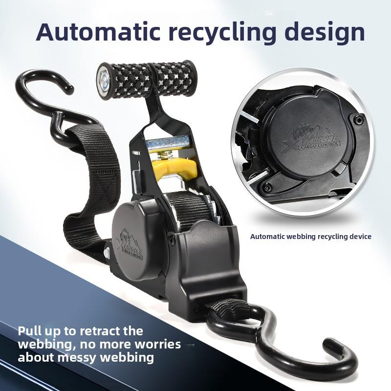 Auto Retractable Cargo Lashing Strap, Tightening Binding Belt for Luggage, Motorcycle Fixed Fastening Tie Down Straps