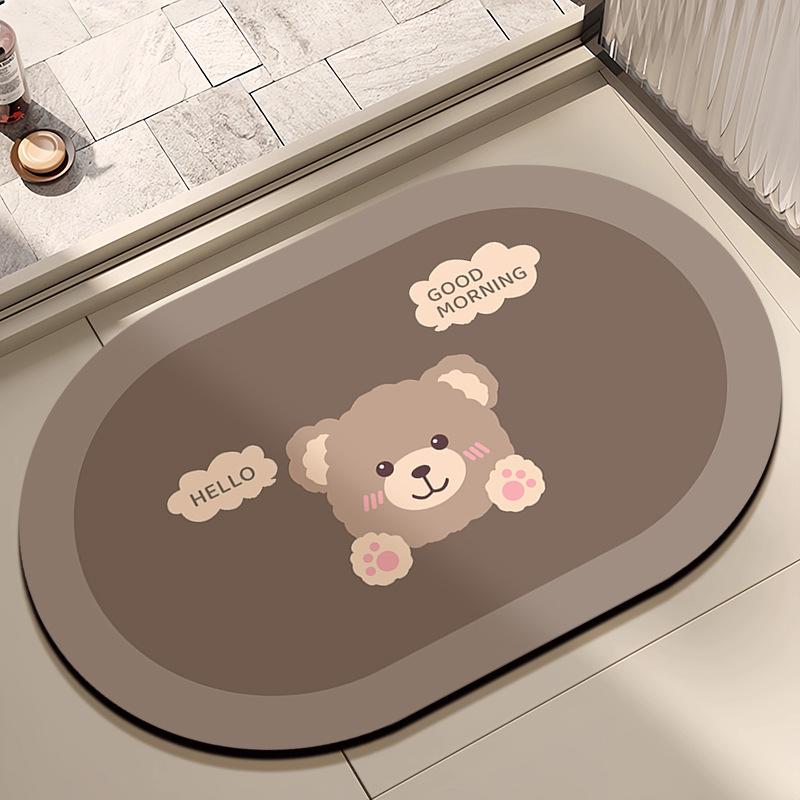 Mata podłogowa z ziemi okrzemkowej, kreskówkowa mata podłogowa do łazienki, silnie chłonna, domowa, pod drzwi toalety, antypoślizgowa mata