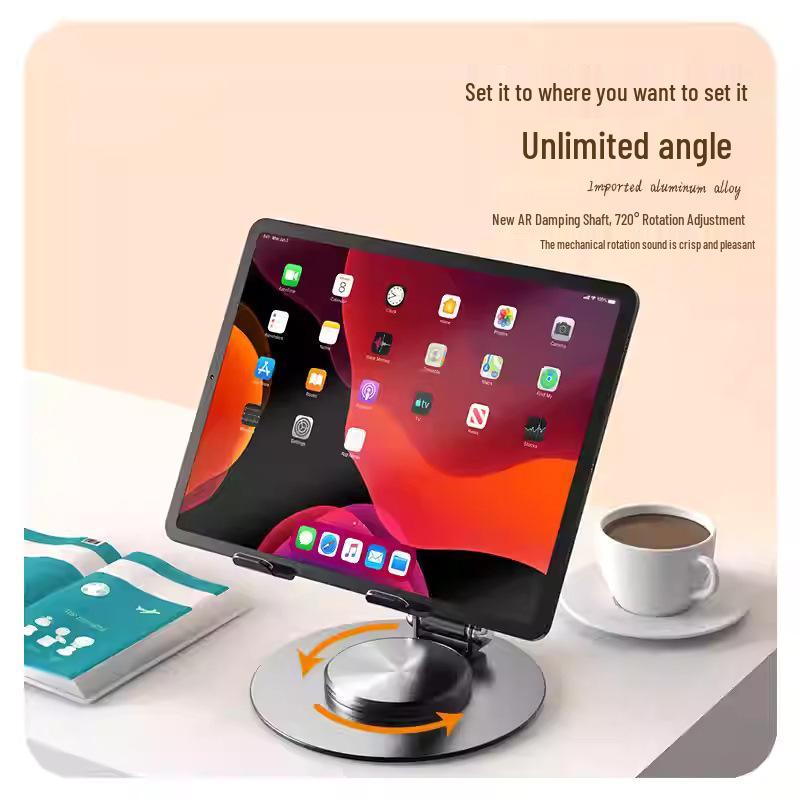 360° Rotating Foldable Metal Phone Stand for Desktop & Live Streaming