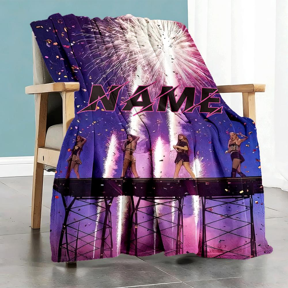 Fireworks Celebration Night Personalized Name Blanket Multi-purpose Personalized Blanket Warmthful Decor for Home Decor Picnics Chair Office