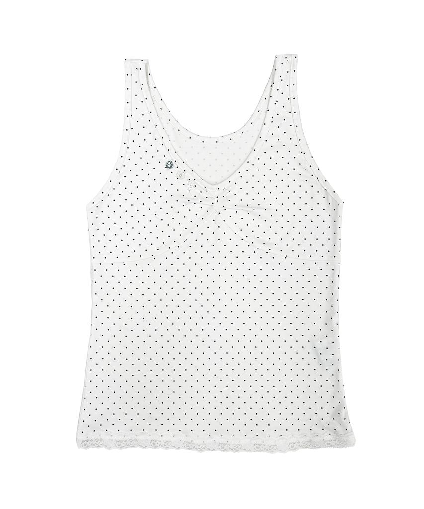 Naien Dot Button Lace Sleeveless