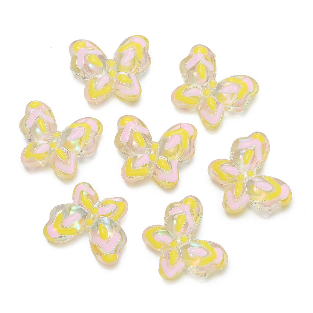 1Pcs Acrylic Hand-Painted Butterfly Beads Colorful Loose Beads for DIY Bracelet Phone Chain Jewelry Making Supplies Findings