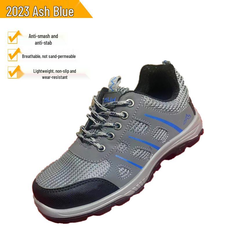 Men's Steel Toe Low-Top Safety Shoes: Anti-Smash, Anti-Puncture, Breathable, Wear-Resistant for Construction Sites.