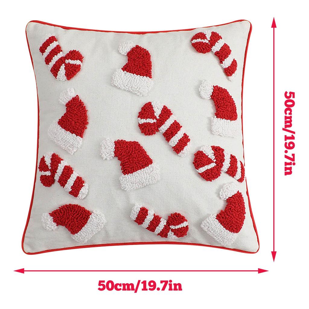 Christmas Theme Printing Tufted Pillow Cover Three-dimensional Pillow Cover Pillow Cushion, Christmas Home Decorations Pillow