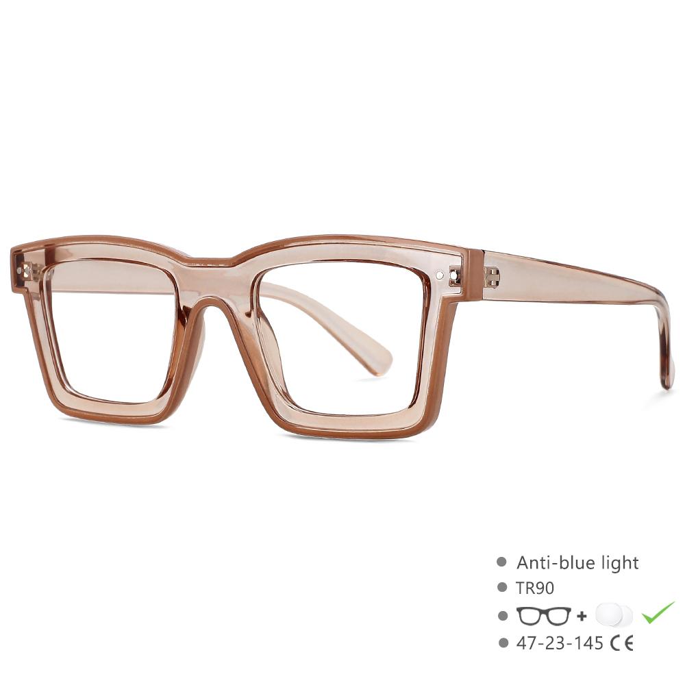 55599 Nové Módne Pánske Značkové Dizajnérske Okuliare pre Dámy Anti Blue Retro Štvorcový Punkový Rám Číre Počítačové Fialové Okuliare beige