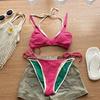 Women High Waisted Monokini Bikini Set Halter Neck Push Up Sexy Two Piece Swimsuit Bohemian Macrame Detail
