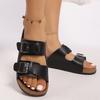 Fashion 2025 Summer Cork Sandals Men's Flock Faux Suede Mule Clogs Slippers Brown Classic Buckle Cork Slides Slippers for Men Slippers