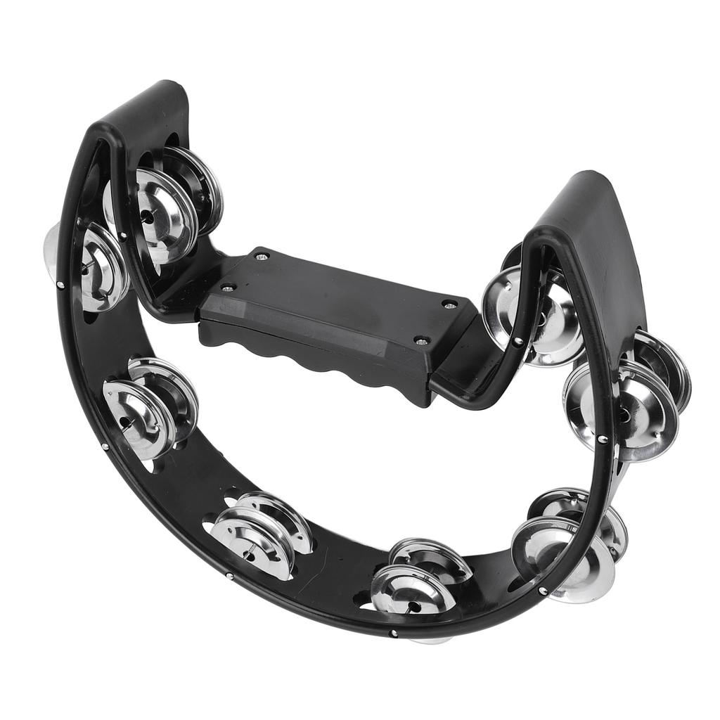 Tambourine Jingle Black Cat Shape Non Slip Handle Half Moon Handheld Tambourine for Party