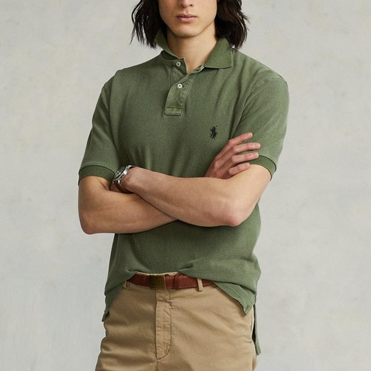 Polo Ralph Lauren SS22 Cotton Solid Short Sleeve Polo Shirt Men tops Green MNPOKNI1N821565-300