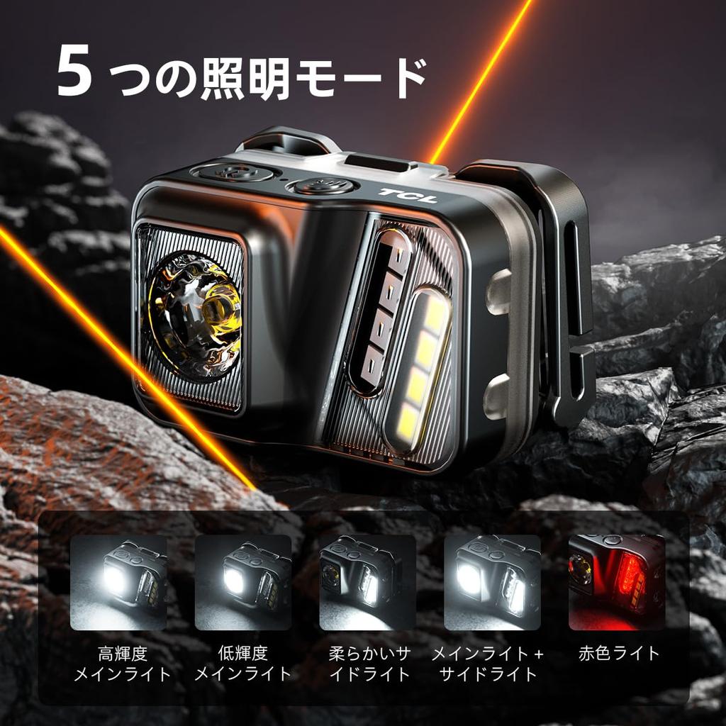 LED 5 Light High Equipped with a Bicycle Night Mountain Power [Warsun SN08] Headlight, Modes, Brightness, Flashlight, Ultra-lightweight, Sensor,