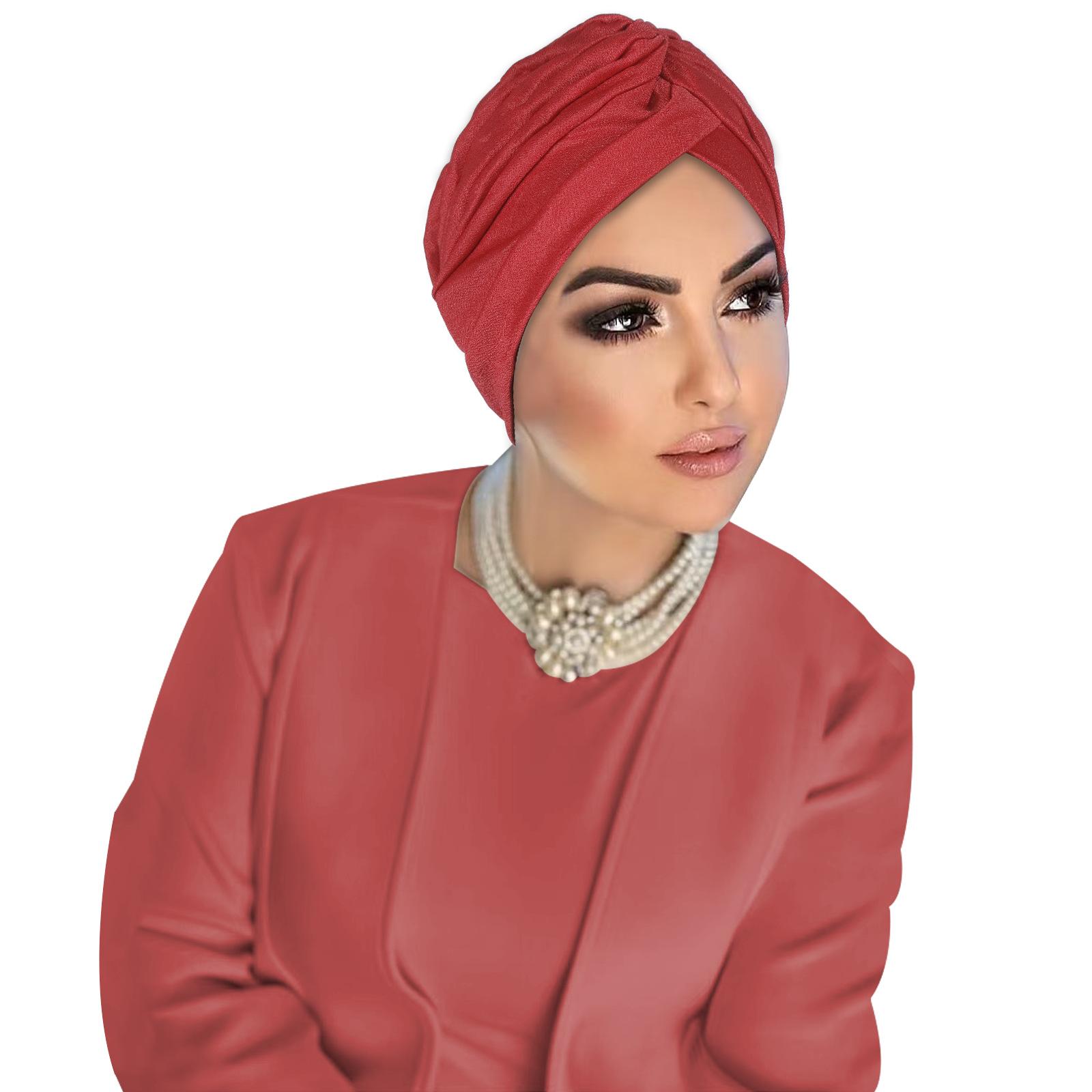 

Индийская шляпа Тюрбан с узлом-твист Женский мусульманский внутренний хиджаб Шапочки Боне Шапочка при выпадении волос Головной платок Банданы Шапочка для химиотерапии Однотонная повязка на голову красный