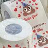 2 Rollen lustiges Toilettenpapier mit Kotmuster „Happy Birthday Party“, weiches Toilettenpapier, 3-lagiges Kot-Toilettenpapier