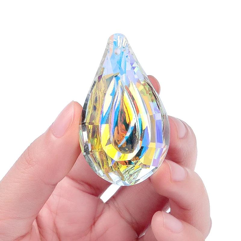 Crystal Glass Prism Pendants AB Color Hanging Suncatcher Accessories Rainbow Maker Ornament Crystal Chandelier Parts 10 Shapes