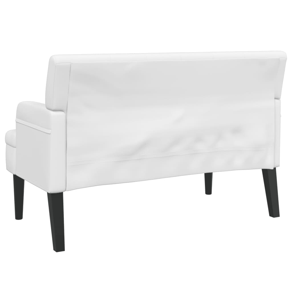 Vidaxl Ławka Z Oparciem, Biała, 112X65,5X75 Cm, Sztuczna Skóra