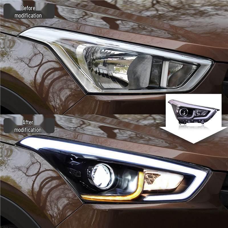 LED Projector Headlight Assembly with DRL & Flowing Turn Signals for 2014-2019 Hyundai IX25