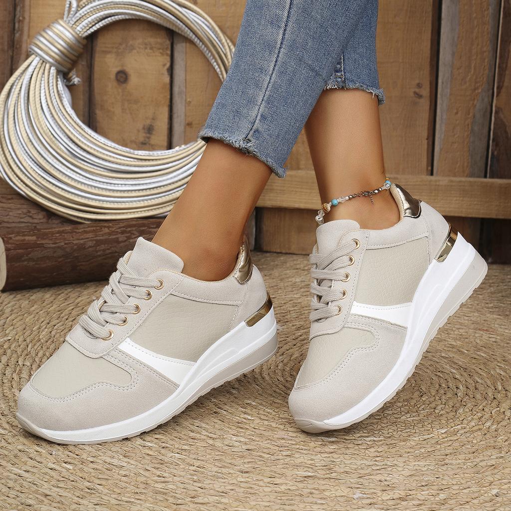 Fashion Women's Fashion Chunky Sneakers Lace Up Platform Casual Sports Shoes Woman Lightweight Non Slip Wedges Walking Shoes Plus Size