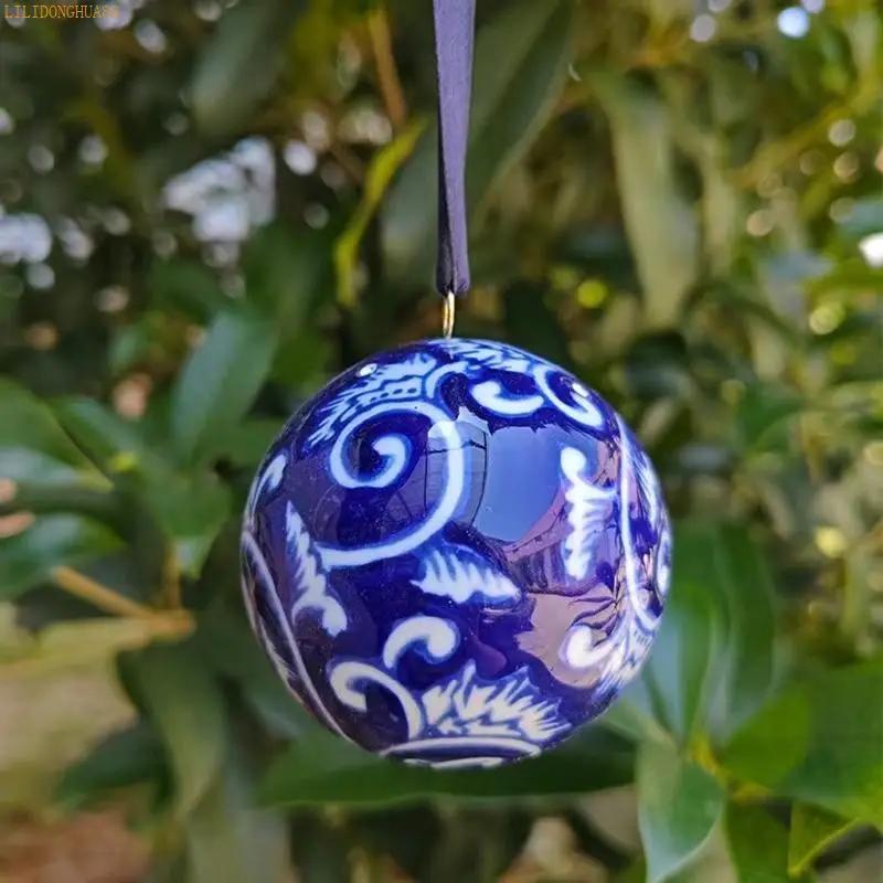 K1AE Handgefertigtes Blau-Weißes Keramik-Festivalschmuck-Set aus 6 Stück Elegante Weihnachtsdekorationen für den Baum