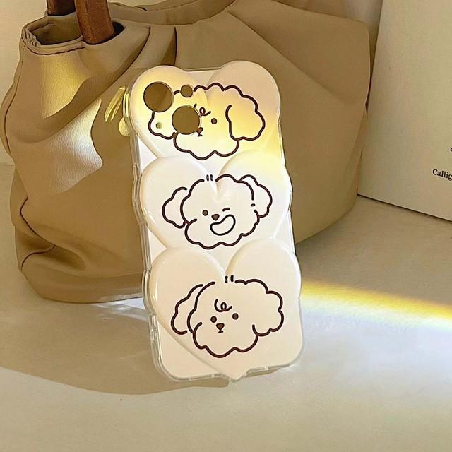 

Маленькая собачка милый щенок любовь 3d сердце мультфильм Ins прекрасный чехол для телефона для Iphone 12 13 Pro Max 11 Promax силиконовая мягкая задняя крышка For iphone 12promax