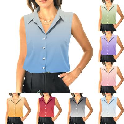 Dámske letné bezrukávové voľné tričko s výstrihom ležérne bezrukávové top