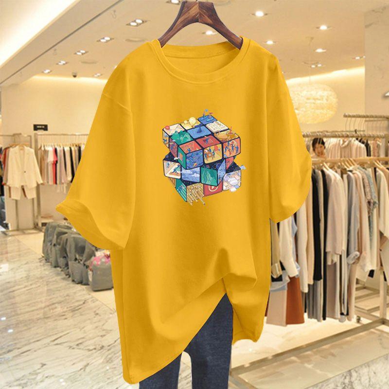 Dameskleding Mode Casual T-shirt met Korte Mouwen Zomer Print Ronde Hals Top Dames Nieuwe Stijl Zacht Comfort Katoenen Pullover