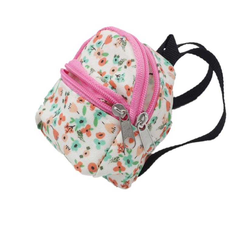 Suitable for 17/20cm labubudoll house decoration backpack small doll toy double zipper school bag canvas coin purse