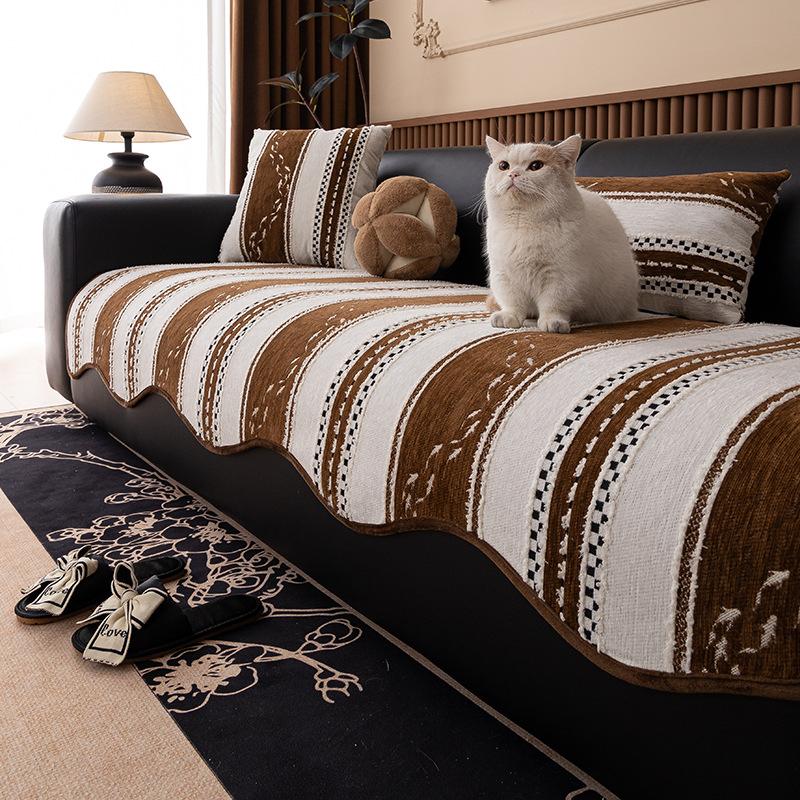 Light Luxury High-Grade Leather Sofa Cushion, Four-Season Universal Non-Slip Seat Cushion  New Straight Sofa Cover Cover Cloth Towel