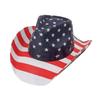 Western Cowboy Hat Horse Riding Farmer Shade Sunscreen Printed American Flag Big Eaves Star Top Hat Men's Felt Hat