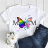New Women T Shirt Fashion MOM Butterfly Floral Print Tshirt Casual Short Sleeve Tops Tee Women T-shirts 90s Lady Female T Shirt