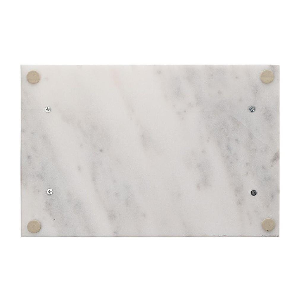 Hestia Marble Tray with Metal Handle - White