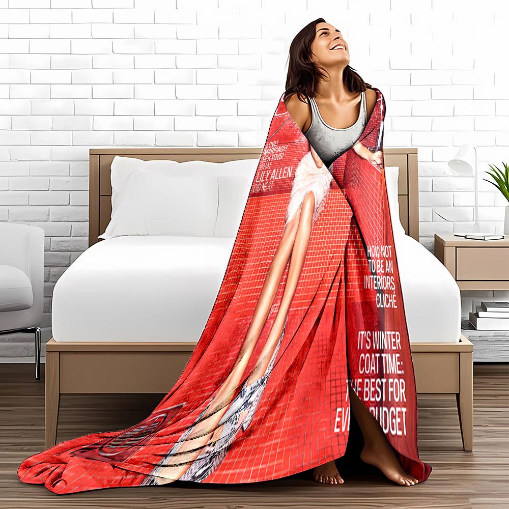 Red Mosaic Style Photo Blanket for All Seasons Blanket Lunch Break Throw Gift