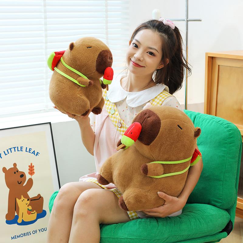 Cute Kapibara Watermelon Ice Cream Capybara Plush Toy Doll Super Cute Backpack Children's Doll