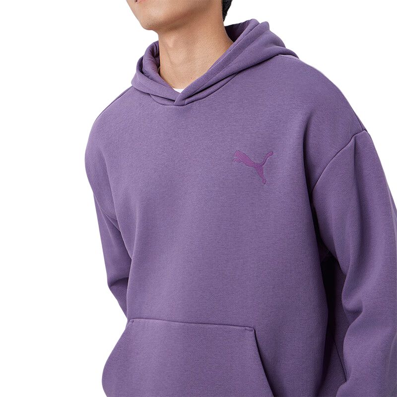 Puma Elevated Hoodie With Embroidered Logo Sports Casual Fleece Hooded Sweatshirt Men hoodies Charcoal Purple 686854-61