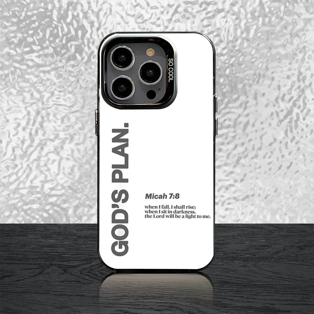 Gods Plan Jesus Bible Verse Phone Case For iPhone 16,15,14,13,12,11,Pro,Max,Plus,Mini,SE Black White Matte Shockproof Cover